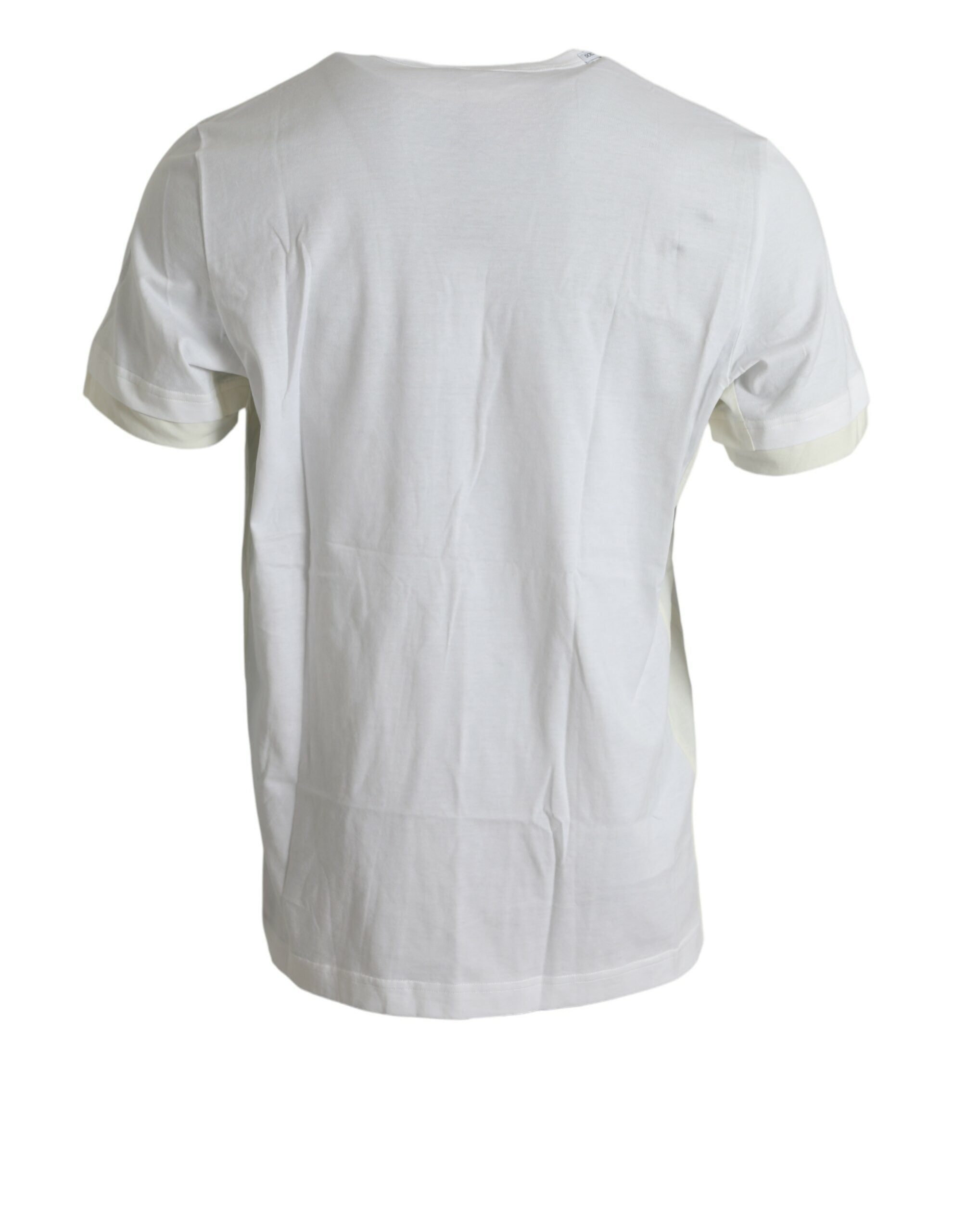 T-shirt blanc à manches courtes en coton de Dolce & Gabbana avec poche visible sur le devant.