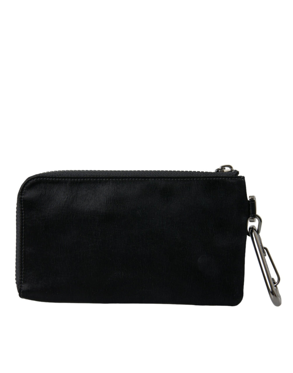 Pochette porte-clés en nylon noir Dolce & Gabbana avec logo en plaque, élégante et pratique pour les clés et petits objets.