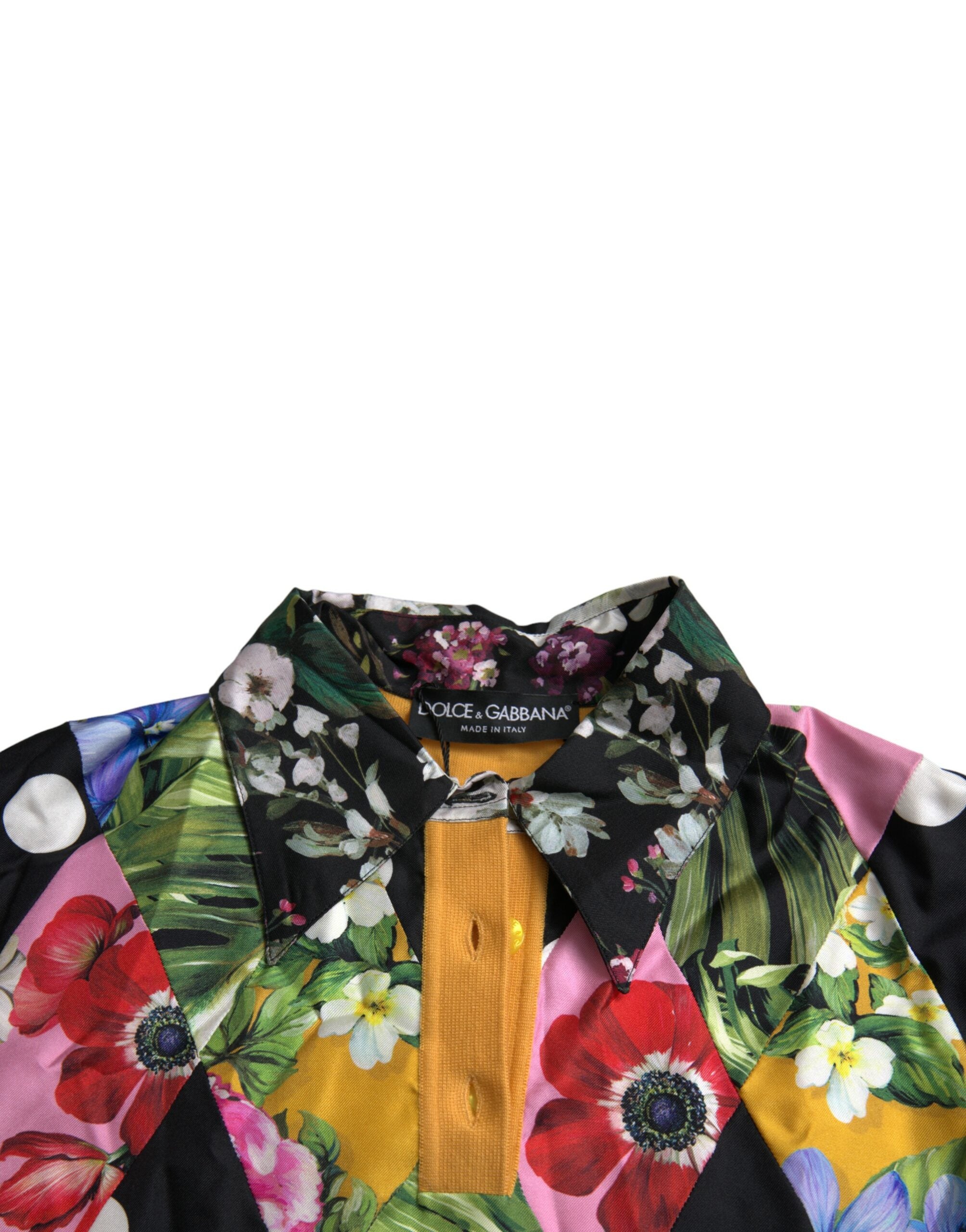 Pull homme Dolce & Gabbana en cachemire à patchwork multicolore, henley avec col boutonné et motif coloré.