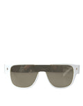 Lunettes de soleil Dolce & Gabbana DG4356 avec monture en acétate blanc et verres miroir, style élégant et moderne.