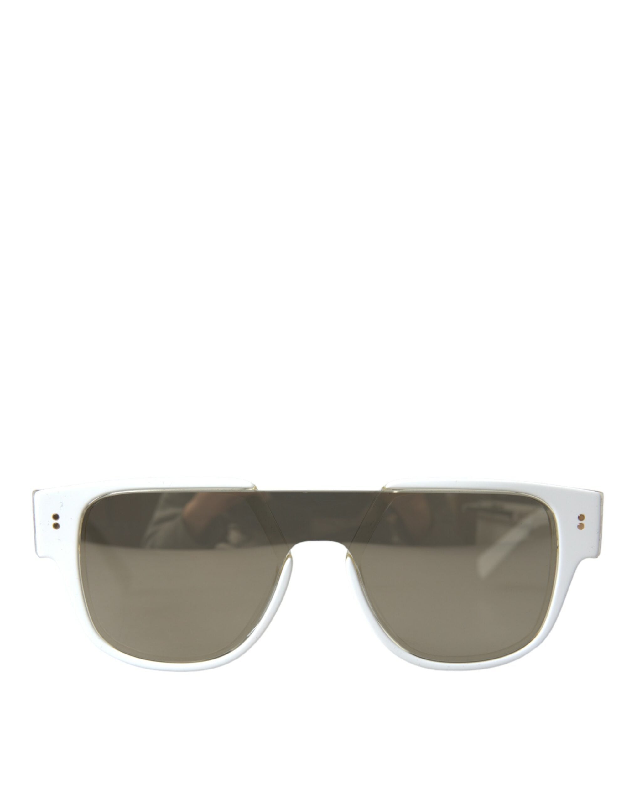Lunettes de soleil Dolce & Gabbana DG4356 avec monture en acétate blanc et verres miroir, style élégant et moderne.