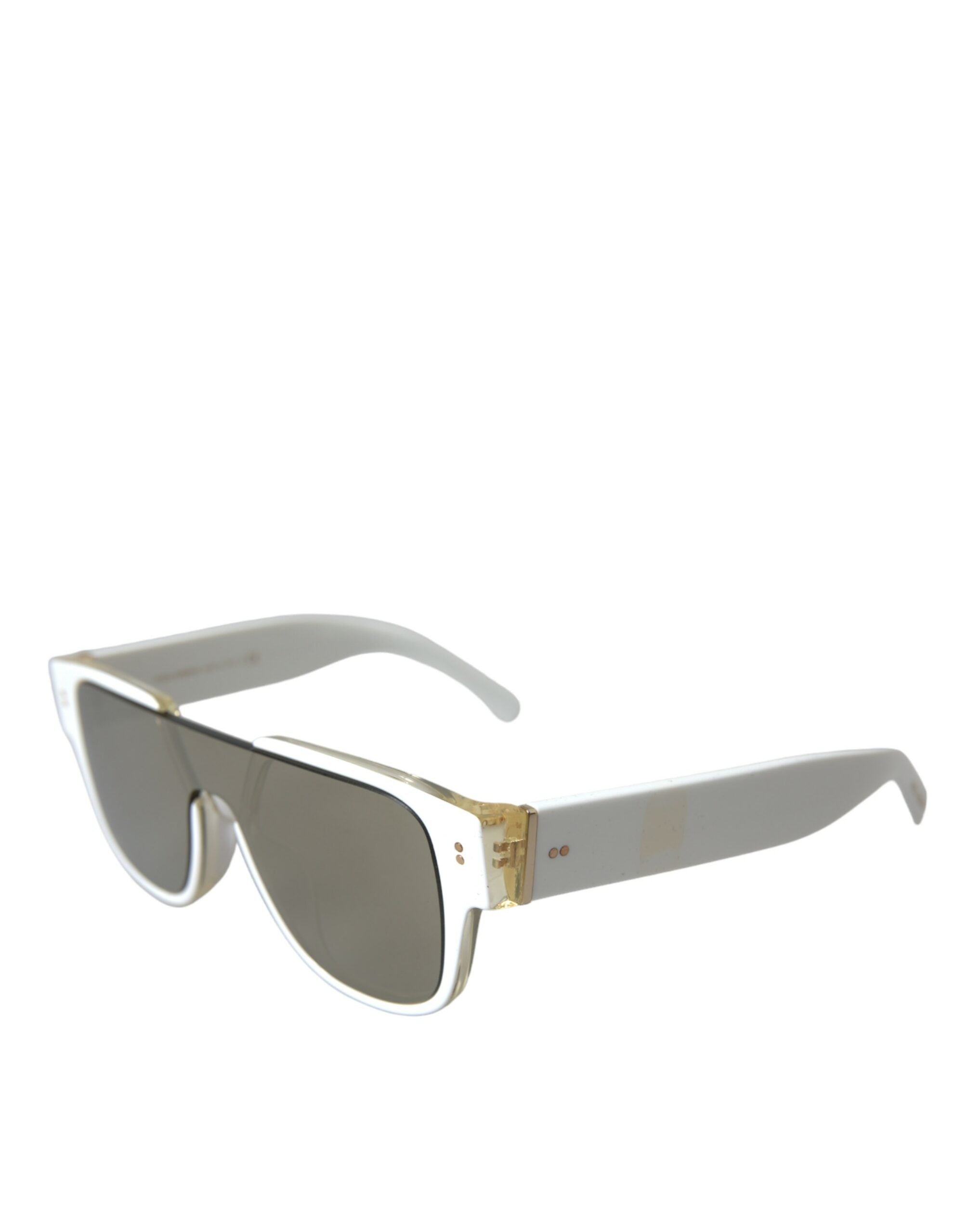 Lunettes de soleil Dolce & Gabbana DG4356 avec monture en acétate blanc et verres miroir, style élégant et moderne