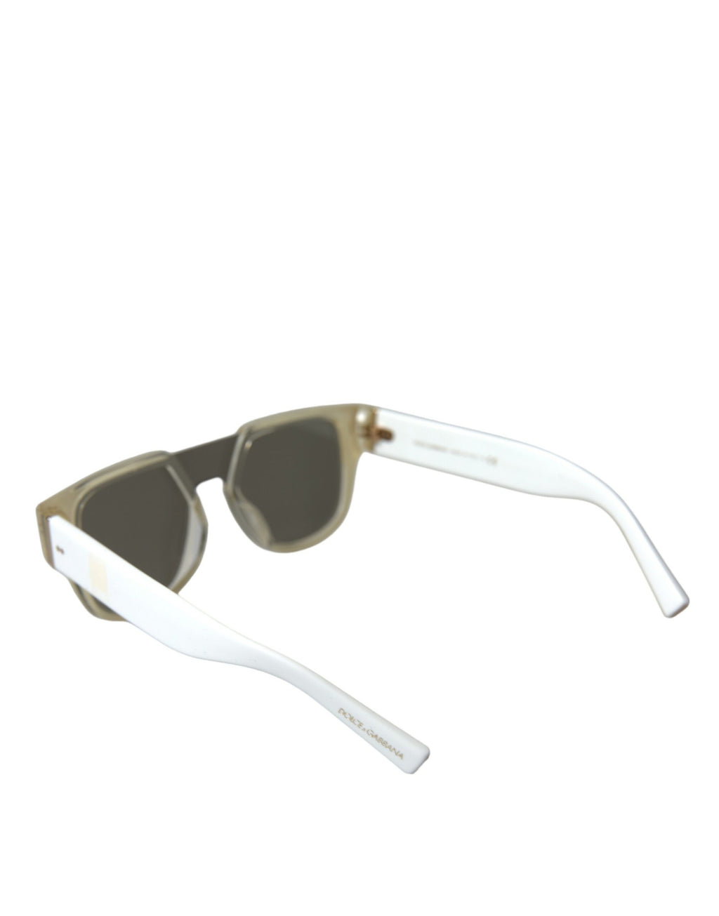 Lunettes de soleil Dolce & Gabbana DG4356 avec monture en acétate blanche et verres miroir, style élégant et sophistiqué.