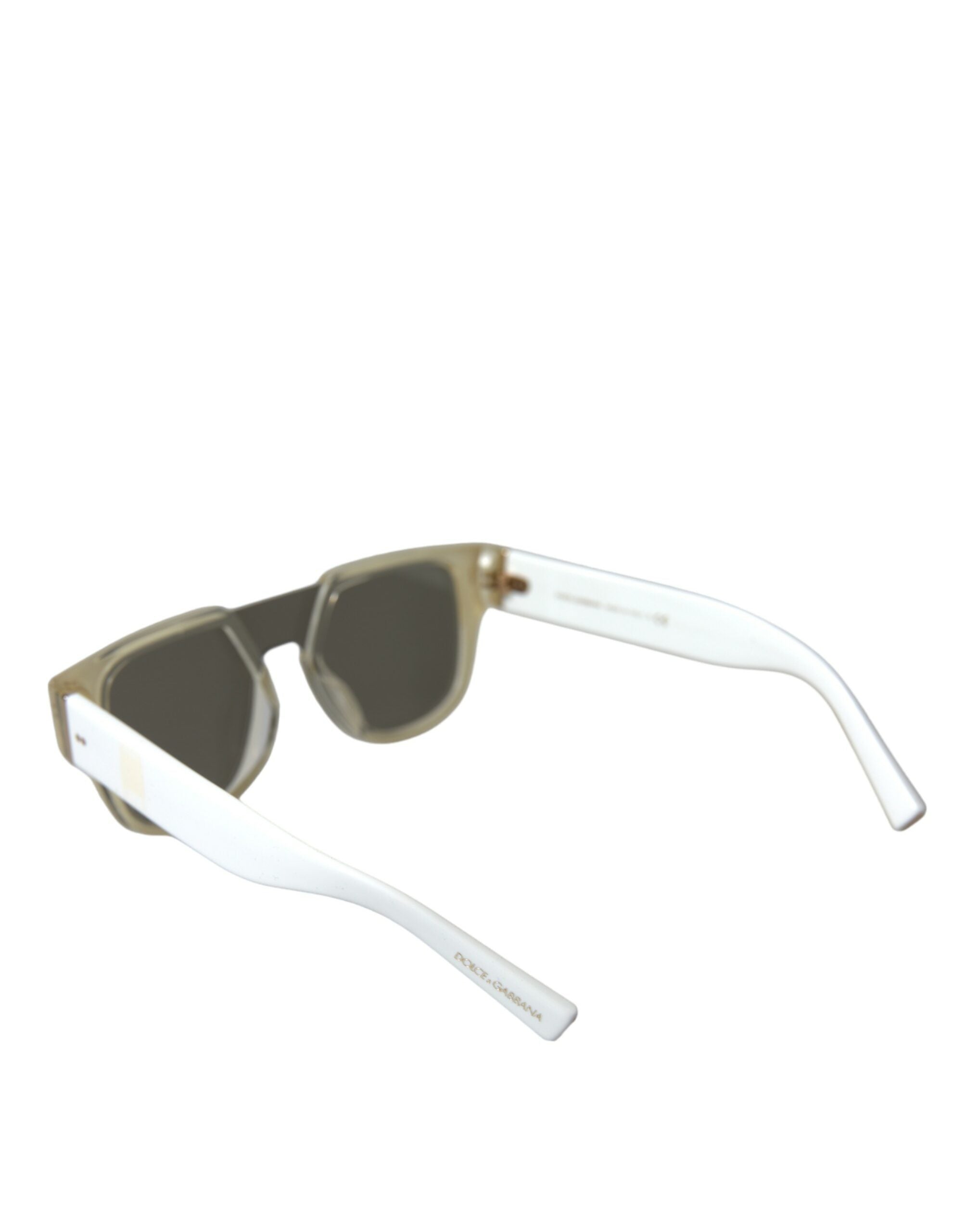Lunettes de soleil Dolce & Gabbana DG4356 avec monture en acétate blanche et verres miroir, style élégant et sophistiqué.