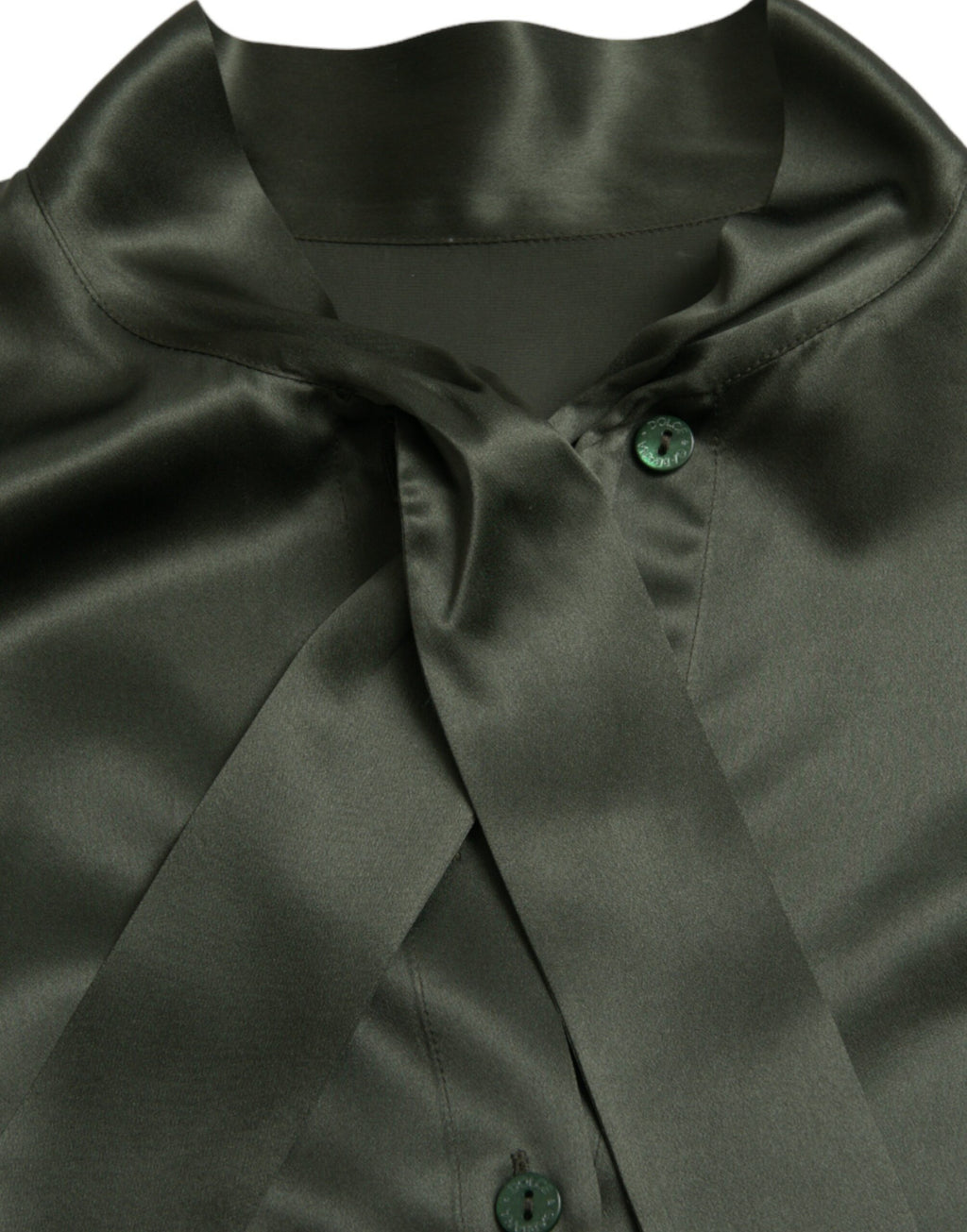 Chemisier gris à manches longues avec col ascot Dolce & Gabbana, élégance et style raffinés.