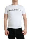 T-shirt blanc en coton Dolce & Gabbana avec logo imprimé, col rond, style décontracté, visible sur la photo