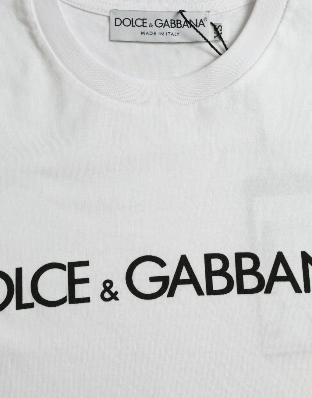 T-shirt blanc Dolce & Gabbana en coton à logo imprimé, col rond, vue de face.
