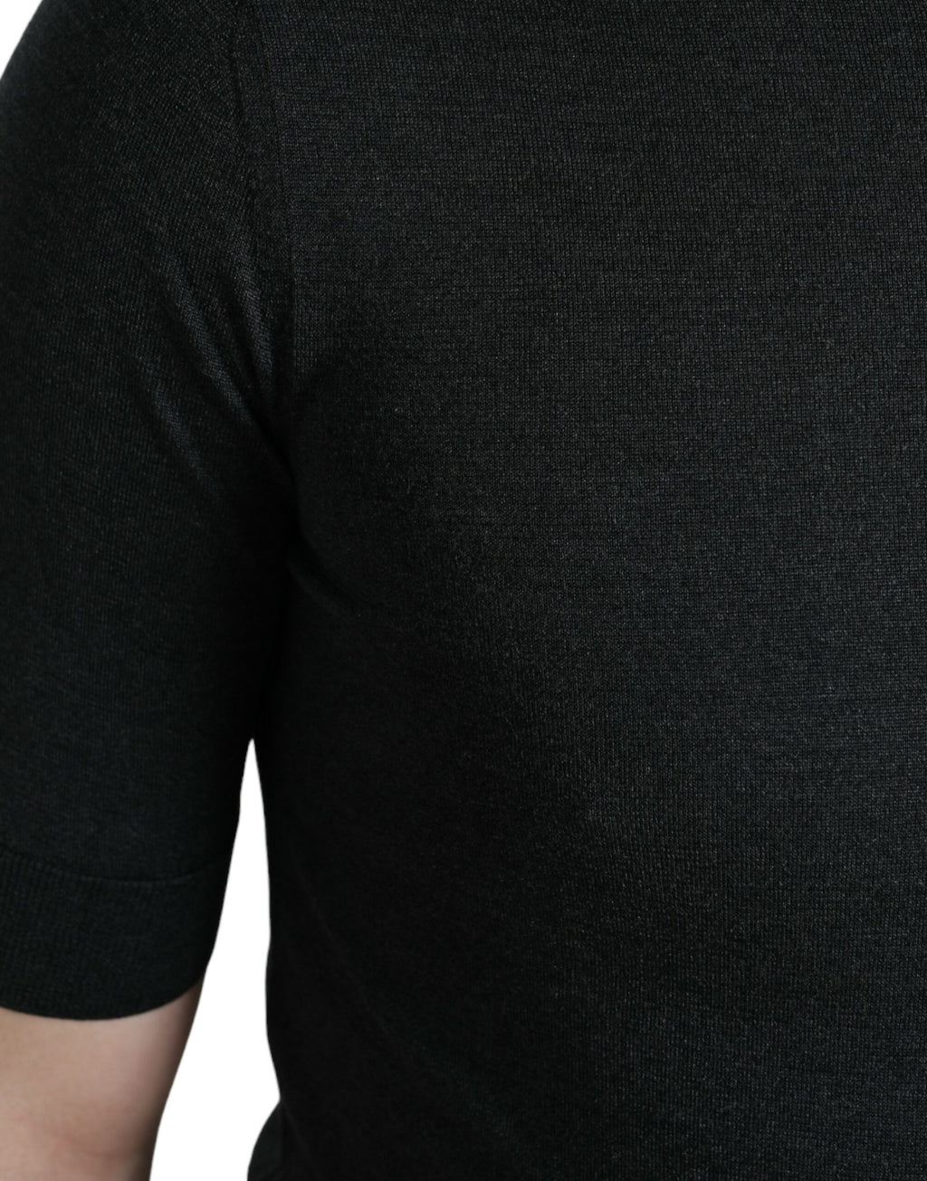 T-shirt Dolce & Gabbana gris foncé à col rond et manches courtes, vue de face, en coton, style casual et élégant.