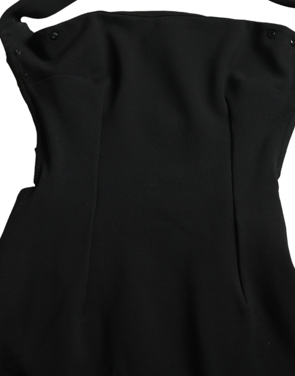 Robe midi noire sans manches à halter de Dolce & Gabbana, coupe ajustée et élégante, en tissu fluide.
