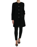 Veste en laine noire Dolce & Gabbana avec motifs floraux, boutons embellis et coupe élégante.
