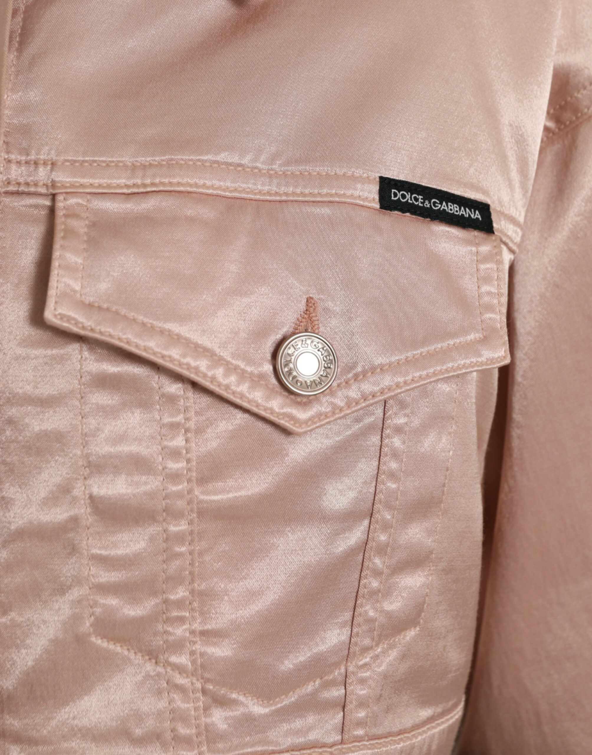 Veste courte en coton rose Dolce & Gabbana avec col, ajustée et tendance, vue de face.