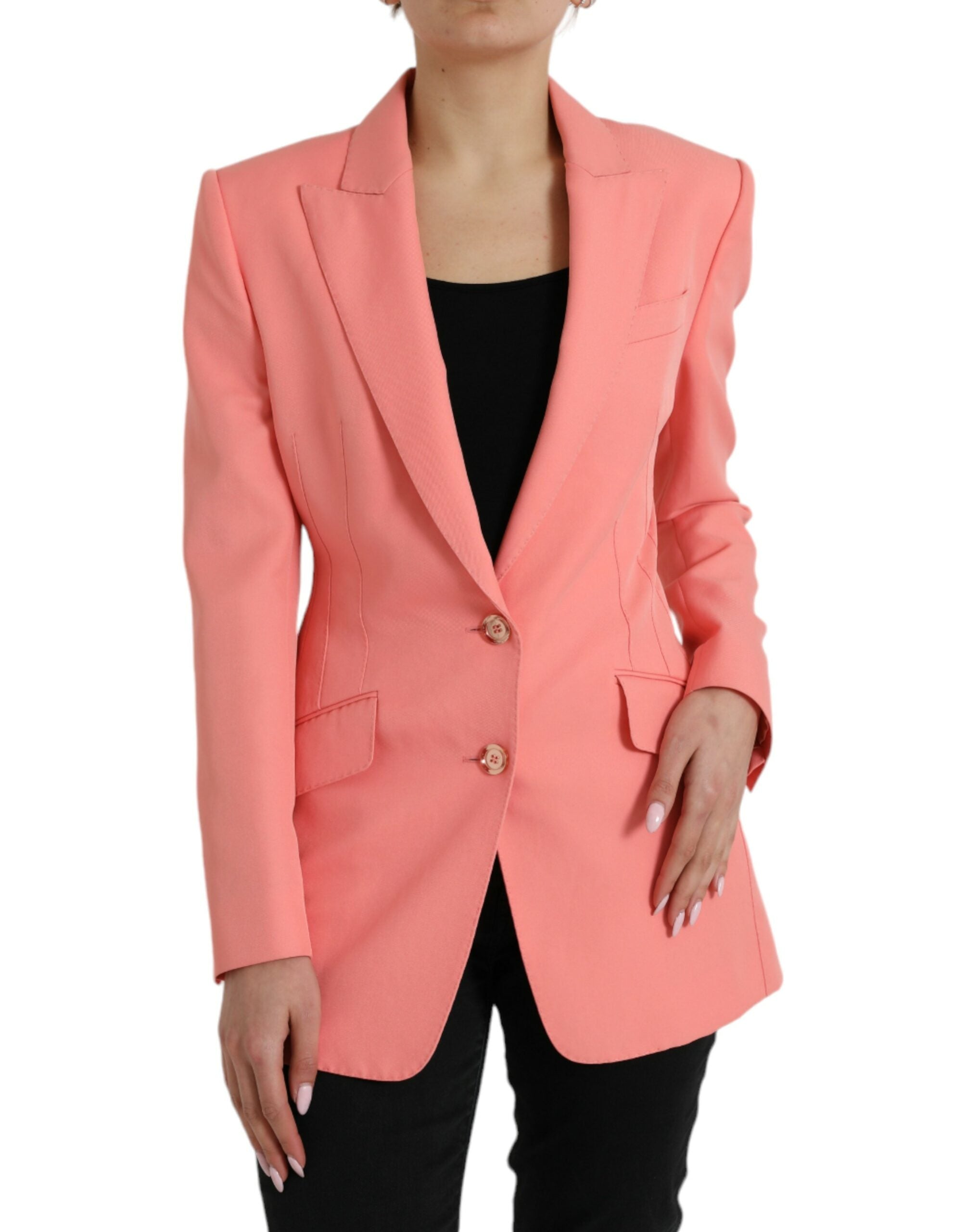 Veste blazer en polyester rose de Dolce & Gabbana, à simple boutonnage, élégante et ajustée.