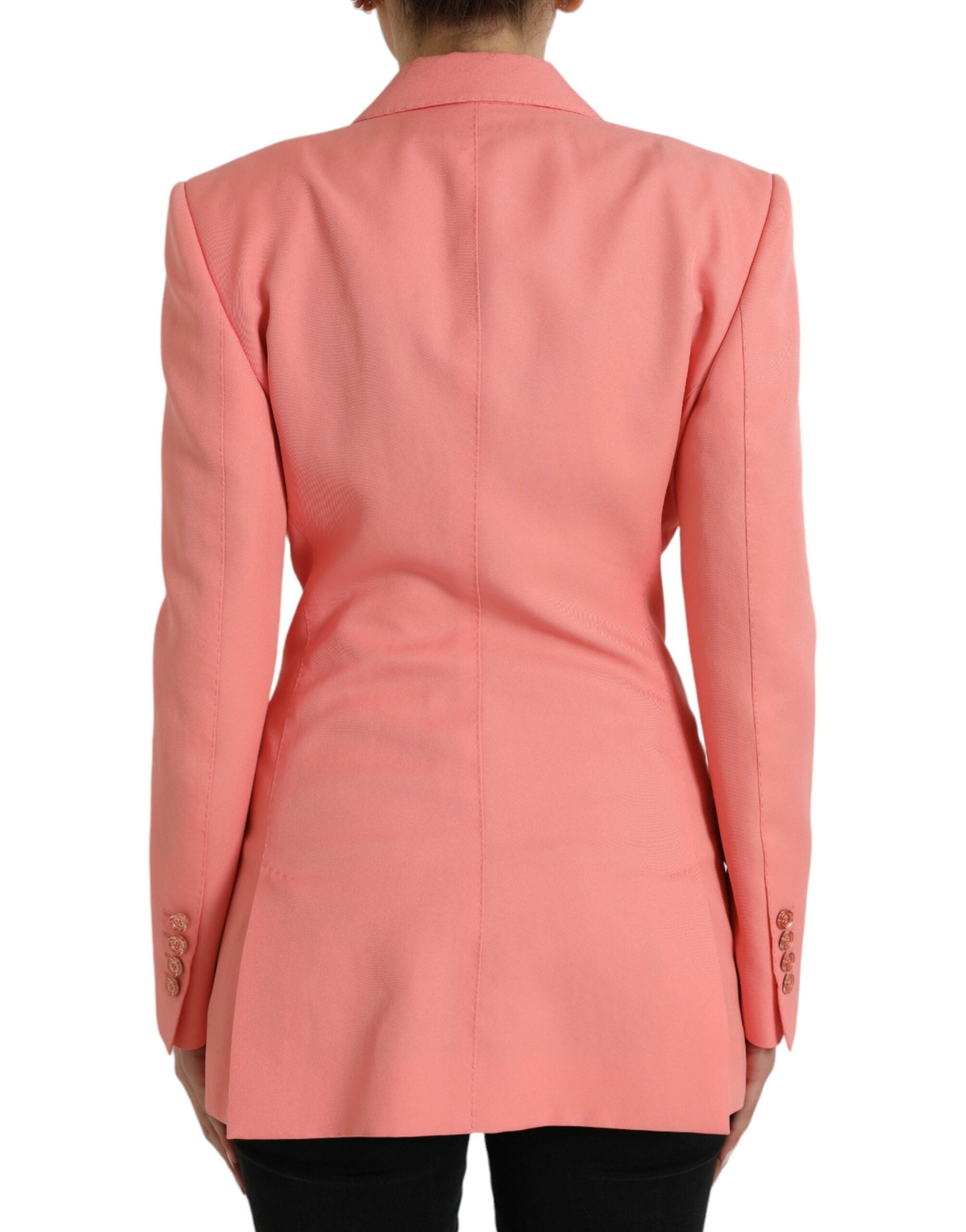Veste blazer rose en polyester à un bouton Dolce & Gabbana, coupe classique, détail boutonnage simple, tissu élégant.