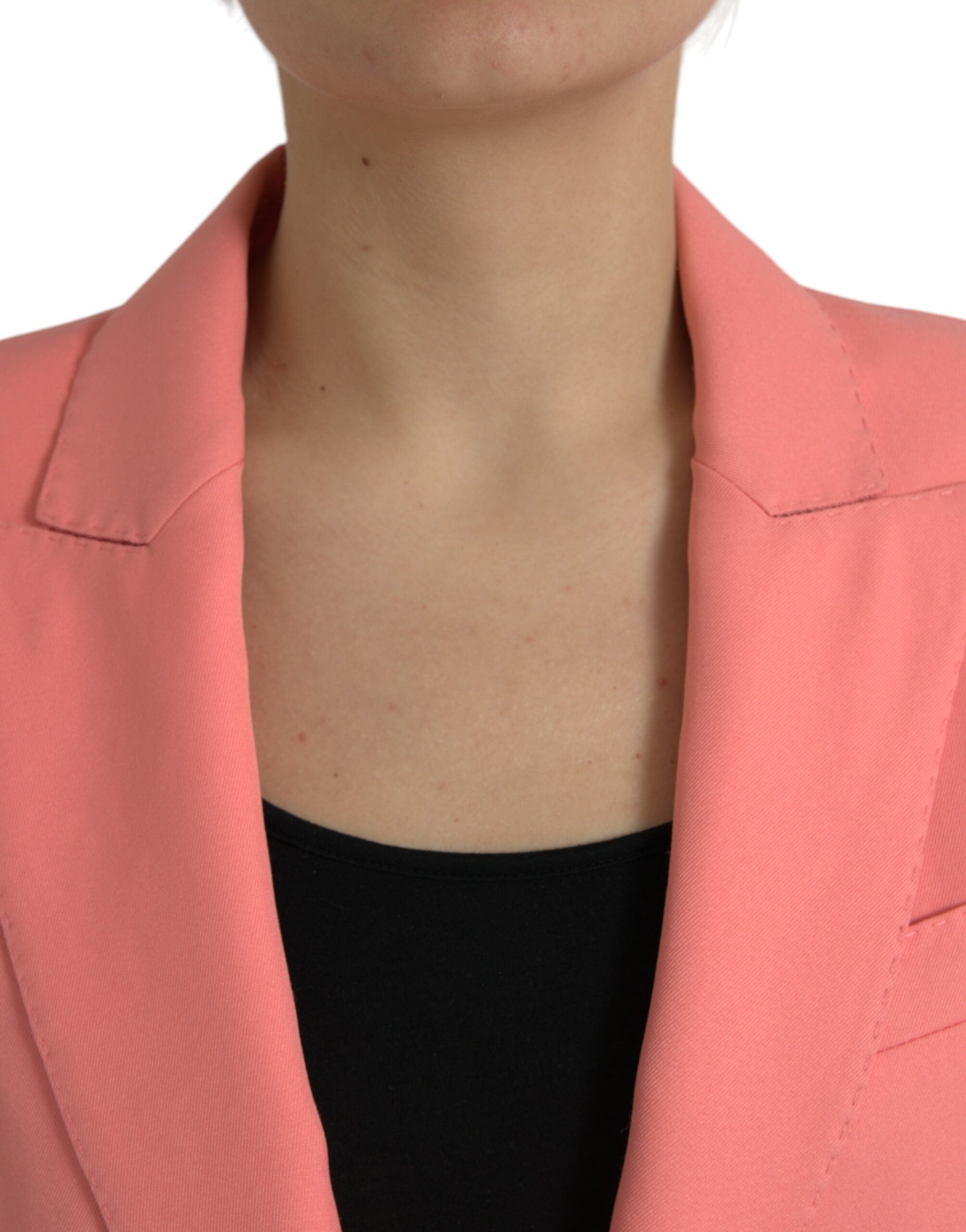 Blazer rose en polyester Dolce & Gabbana, coupe simple à un bouton, élégante veste à manches longues pour femme.