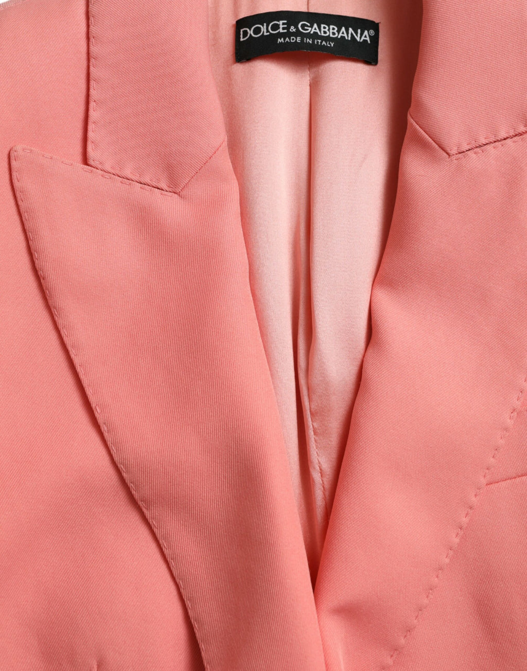 Veste blazer rose en polyester à double boutonnage Dolce & Gabbana, élégante et moderne, vue de face.