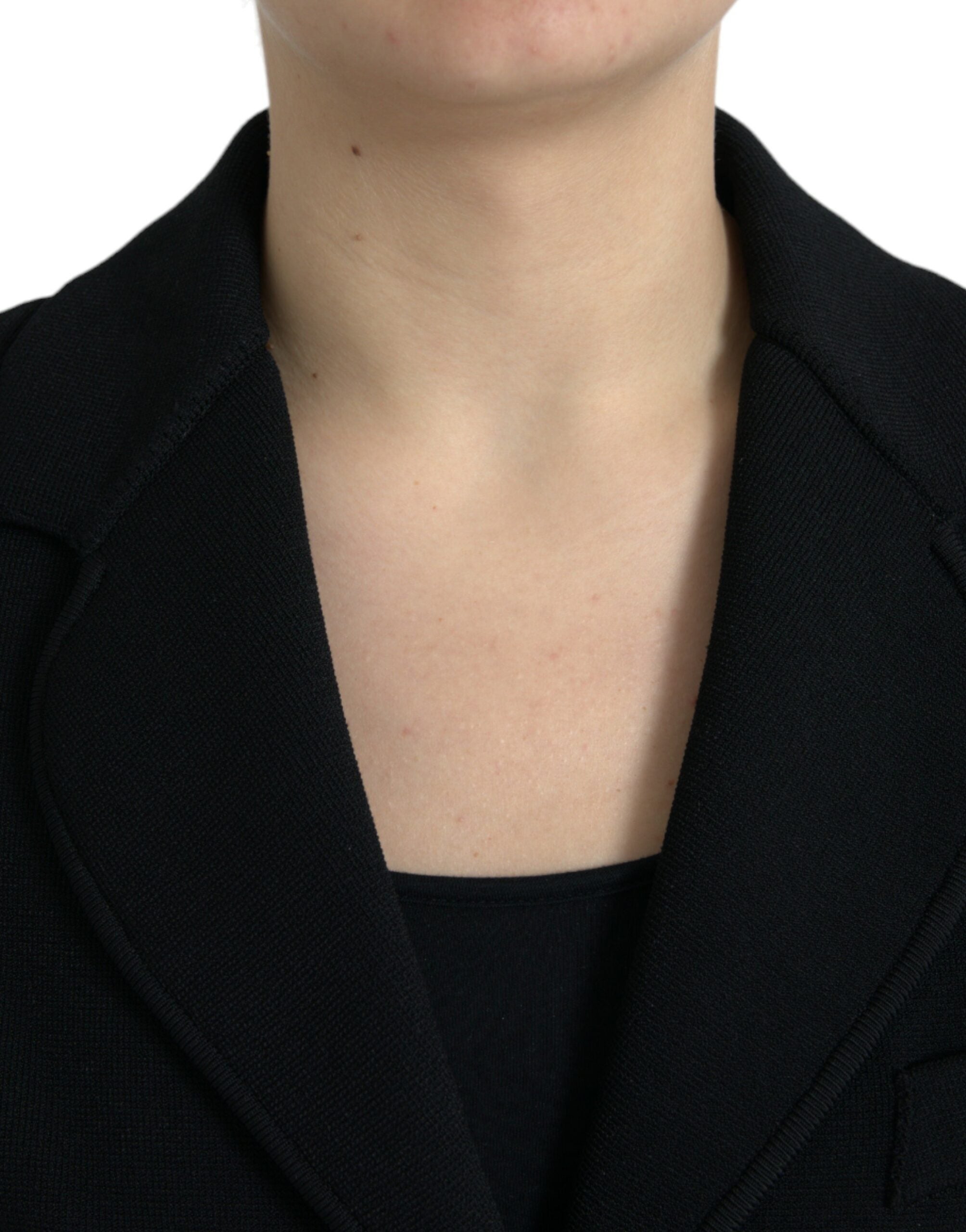 Veste blazer Dolce & Gabbana en viscose noire, coupe simple à un bouton, détails élégants et coupe ajustée.