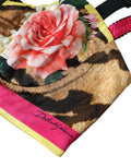 Top bustier sans manches Dolce & Gabbana à fleurs multicolores, crop top élégant et tendance pour femme.