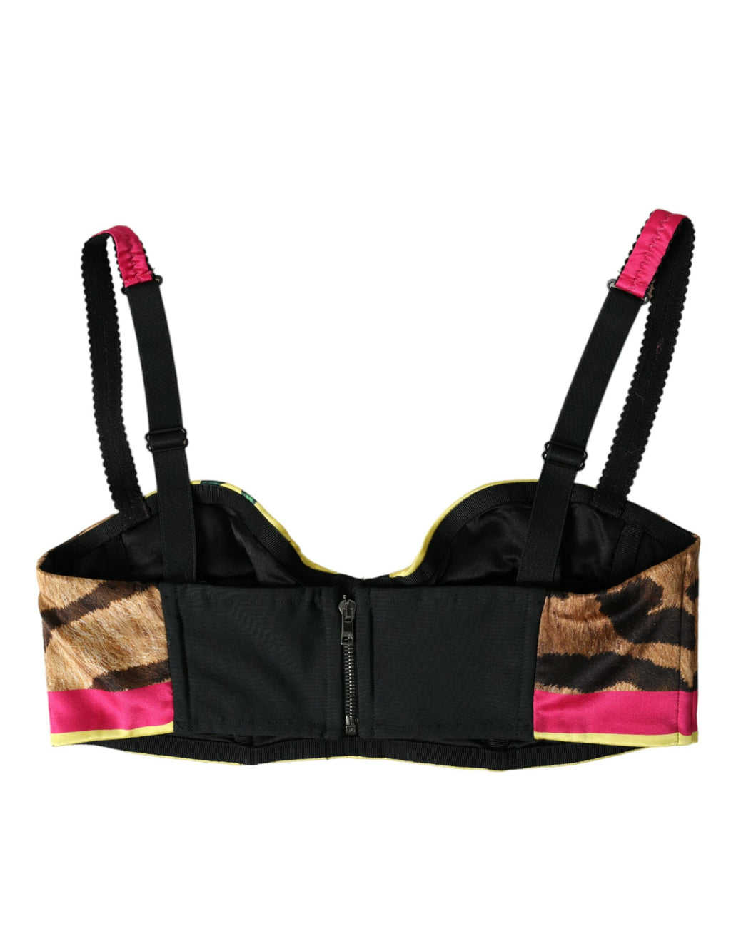 Top bustier sans manches Dolce & Gabbana à fleurs multicolores, style crop top, visible en détail dans l'image.
