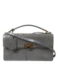 Sac à main Balenciaga gris en cuir exotique, sacoche medium à bandoulière élégante pour femme.