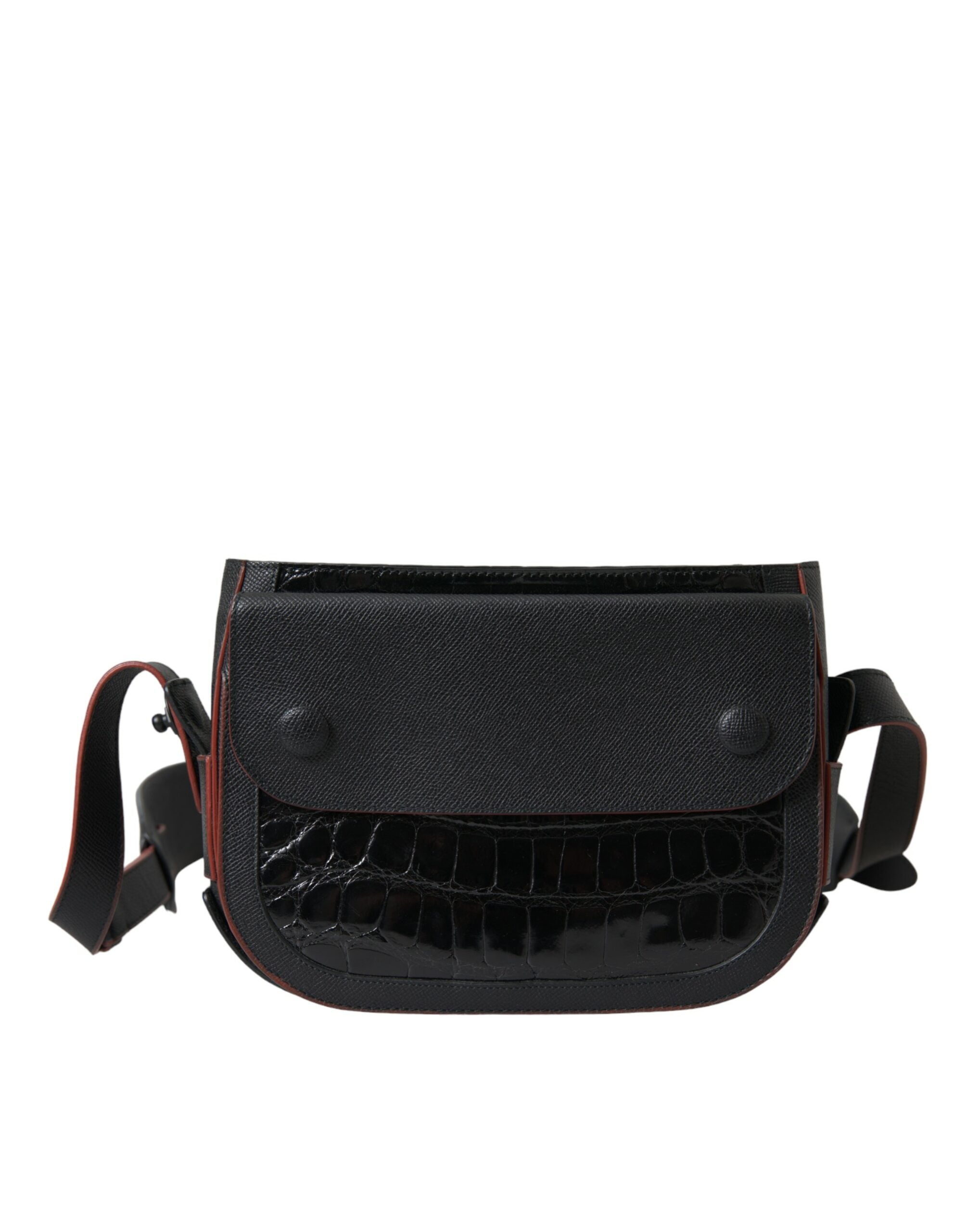 Sac à bandoulière Balenciaga en cuir exotique noir, style caméra, avec détails élégants et finition haut de gamme.