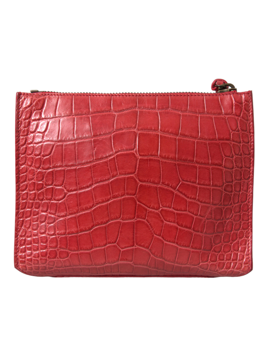 Pochette Balenciaga en cuir exotique rouge, sac à main classique avec bracelet, finition en peau de luxe, vue de face.