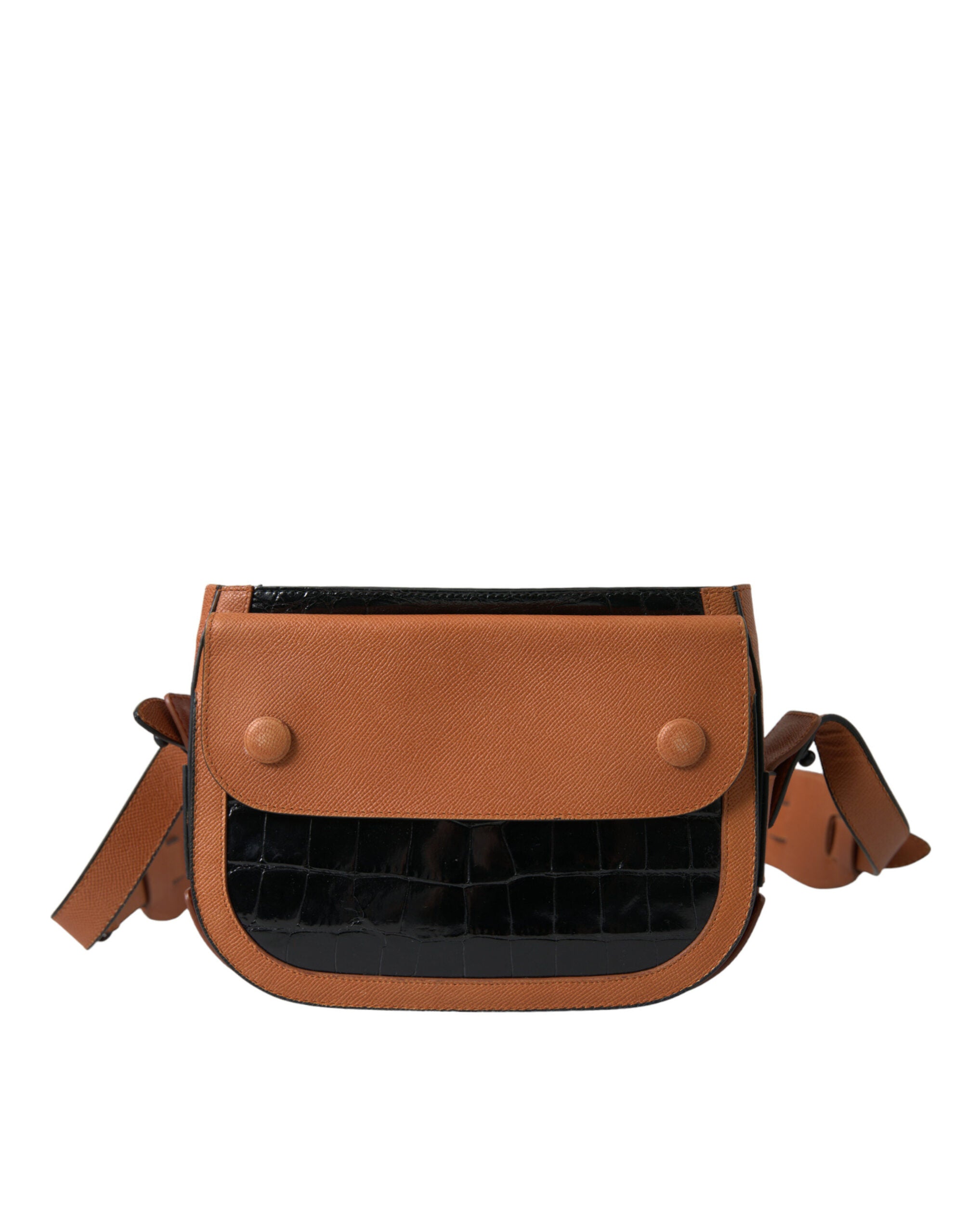 Sac à main Balenciaga en cuir d'exotique noir et marron, sac à bandoulière pour appareil photo, élégant et sophistiqué.