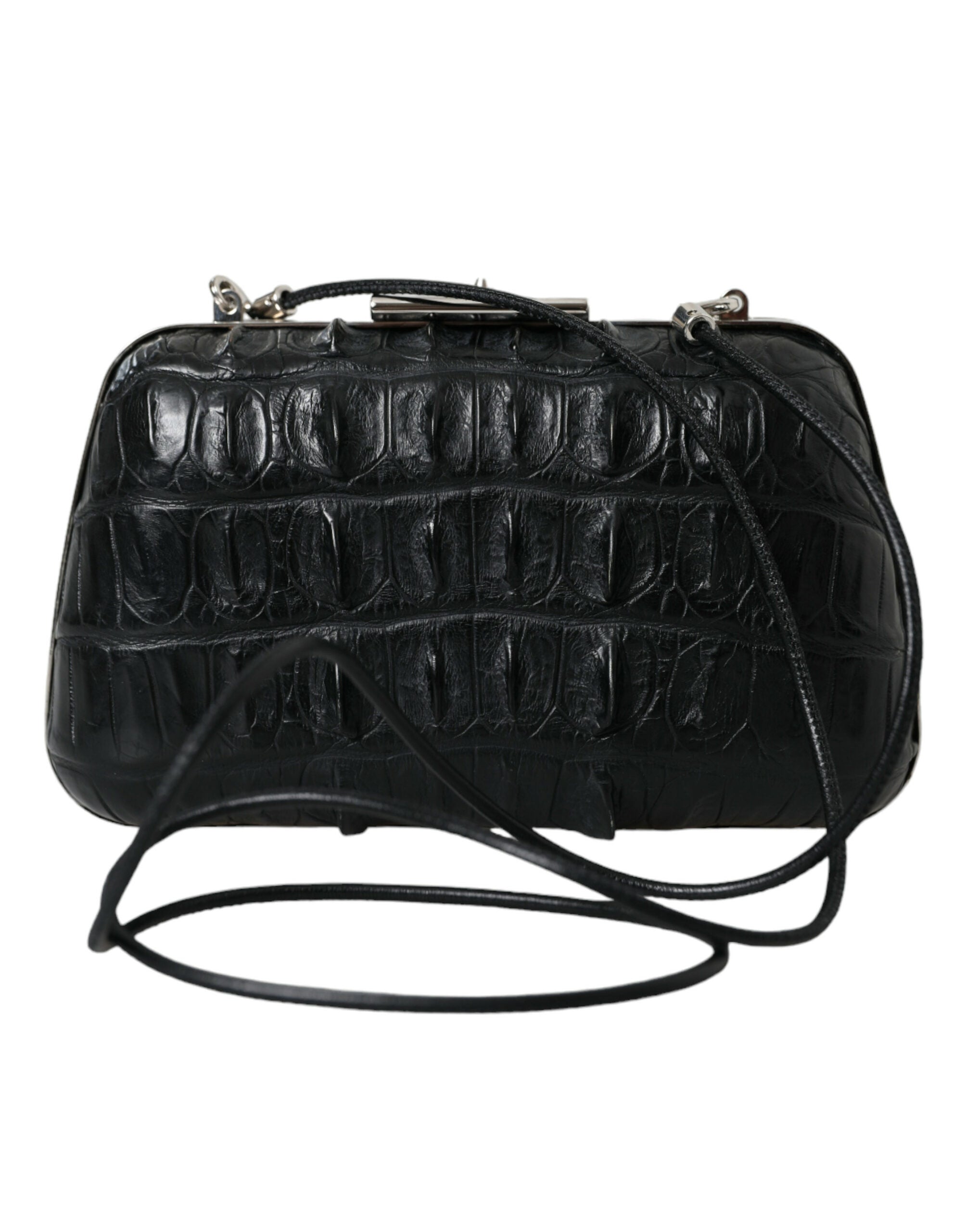 Sac à main Balenciaga en cuir exotique noir, sacoche croisée à épaule et pochette de style box élégante.