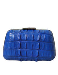 Petite pochette Balenciaga en cuir exotique bleu, sac à bandoulière élégant et compact, avec finition en peau exotique à l'avant.