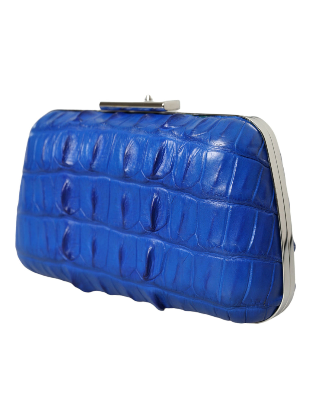 Sac clutch Balenciaga en cuir exotique bleu à bandoulière, format boîte pour femme, élégant et sophistiqué.