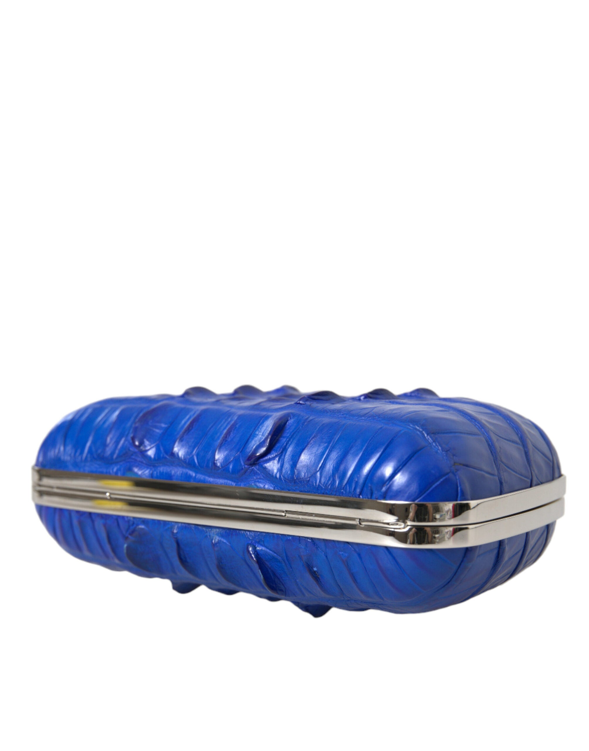 Sac clutch Balenciaga en cuir exotique bleu à bandoulière, poche croisée élégante et compacte, pour femme.