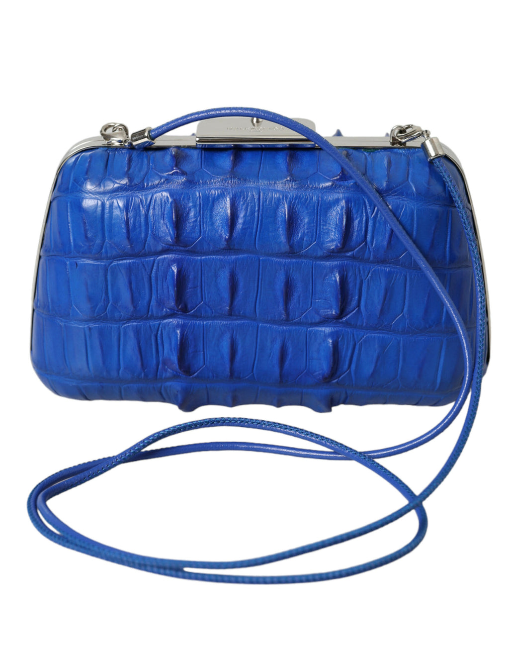 Sac bandoulière Balenciaga en cuir exotique bleu, pochette croisée élégante et compacte, avec finition luxueuse.