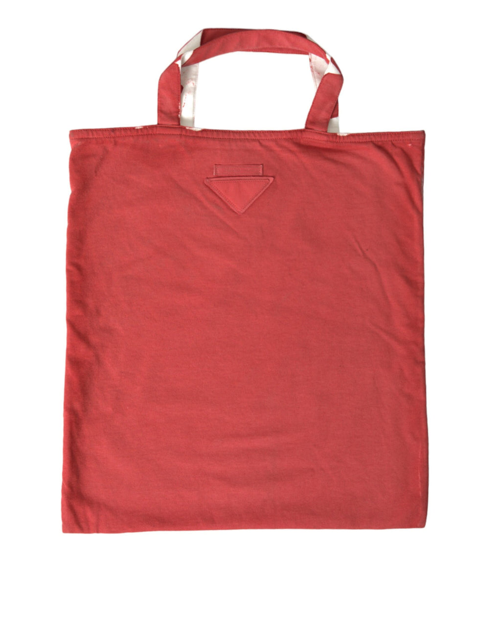 Sac shopping Prada en jersey rouge avec logo, bandoulière et grande capacité, idéal pour le quotidien.