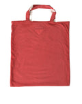 Sac shopping Prada en jersey rouge avec logo, bandoulière et grande capacité, idéal pour le quotidien.