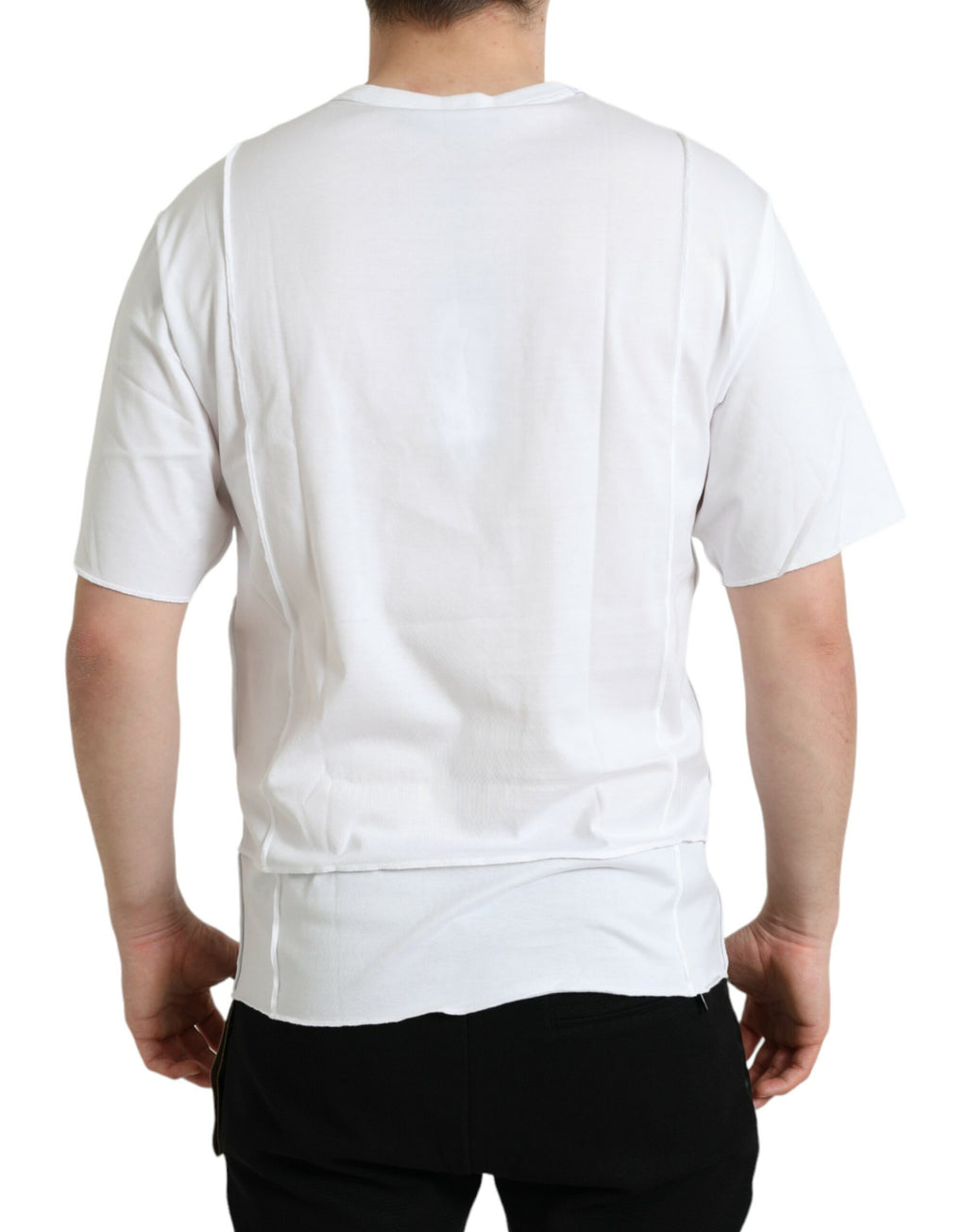 T-shirt Dolce & Gabbana blanc à logo, col rond et manches courtes, design élégant et moderne.