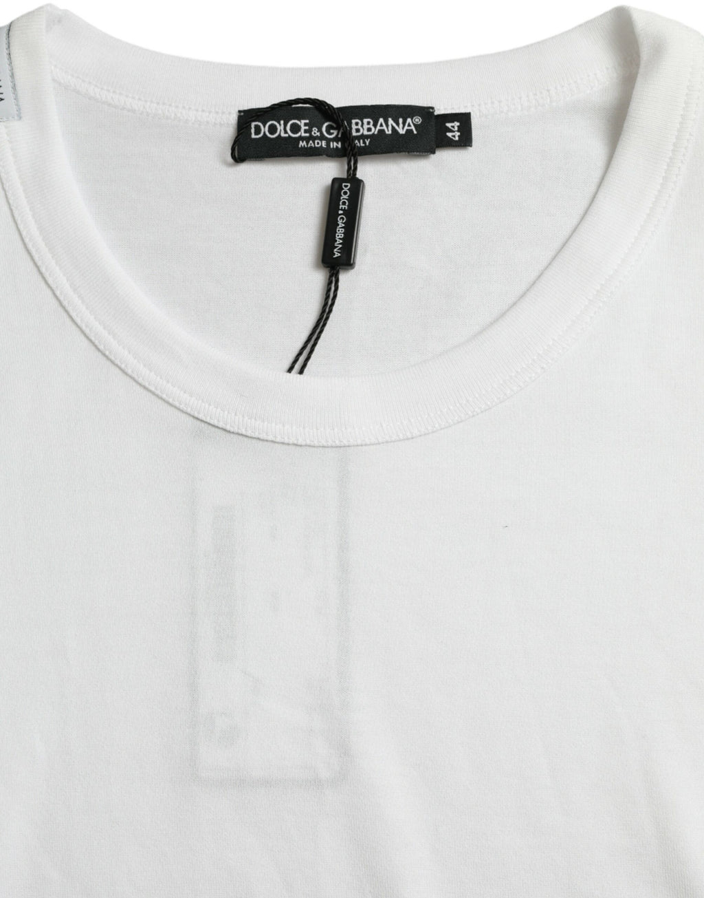 T-shirt blanc Dolce & Gabbana avec logo, col ras du cou et manches courtes, vue de face.