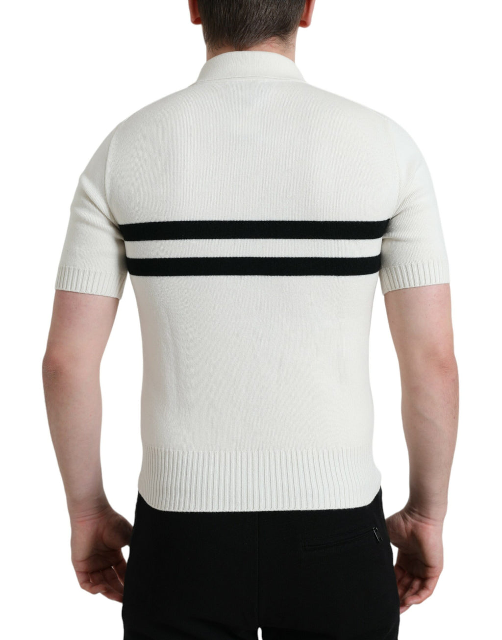 Chemise col à logo DG blanche Dolce & Gabbana, t-shirt en coton avec design élégant et logo visible sur la poitrine.