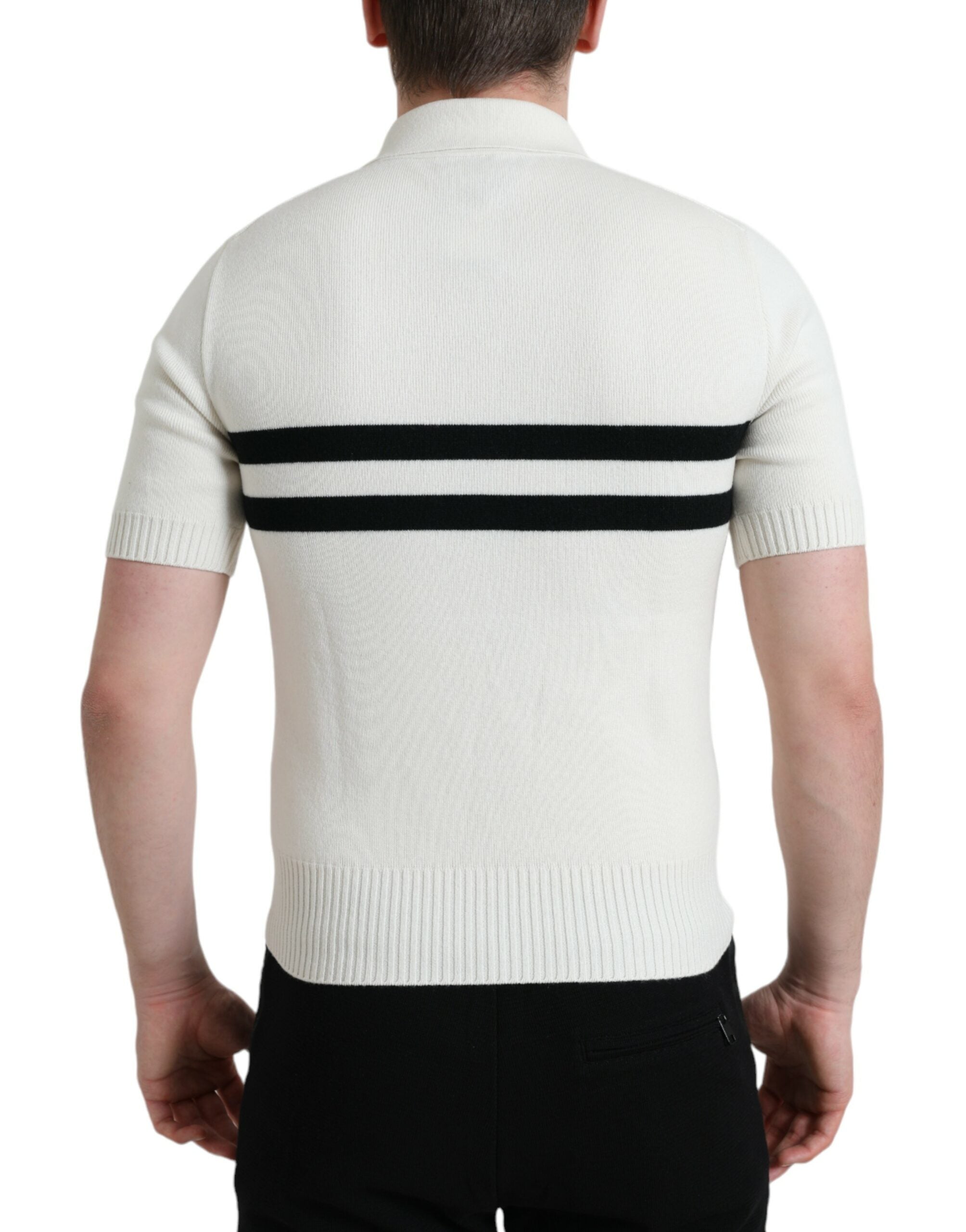 Chemise col à logo DG blanche Dolce & Gabbana, t-shirt en coton avec design élégant et logo visible sur la poitrine.