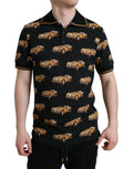 T-shirt polo à manches courtes noir Dolce & Gabbana avec motif voiture imprimé, pour homme.