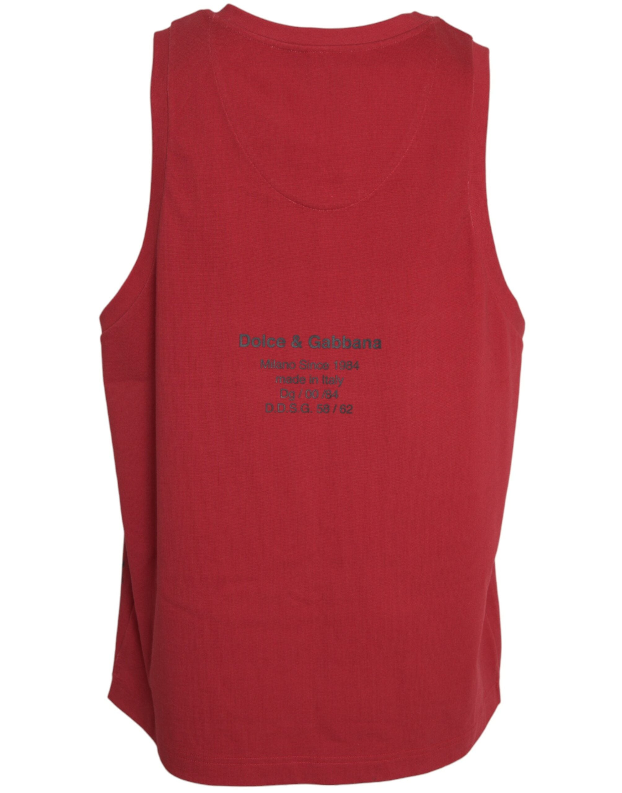 T-shirt sans manches Dolce & Gabbana à motif léopard rouge, style décontracté pour femme.