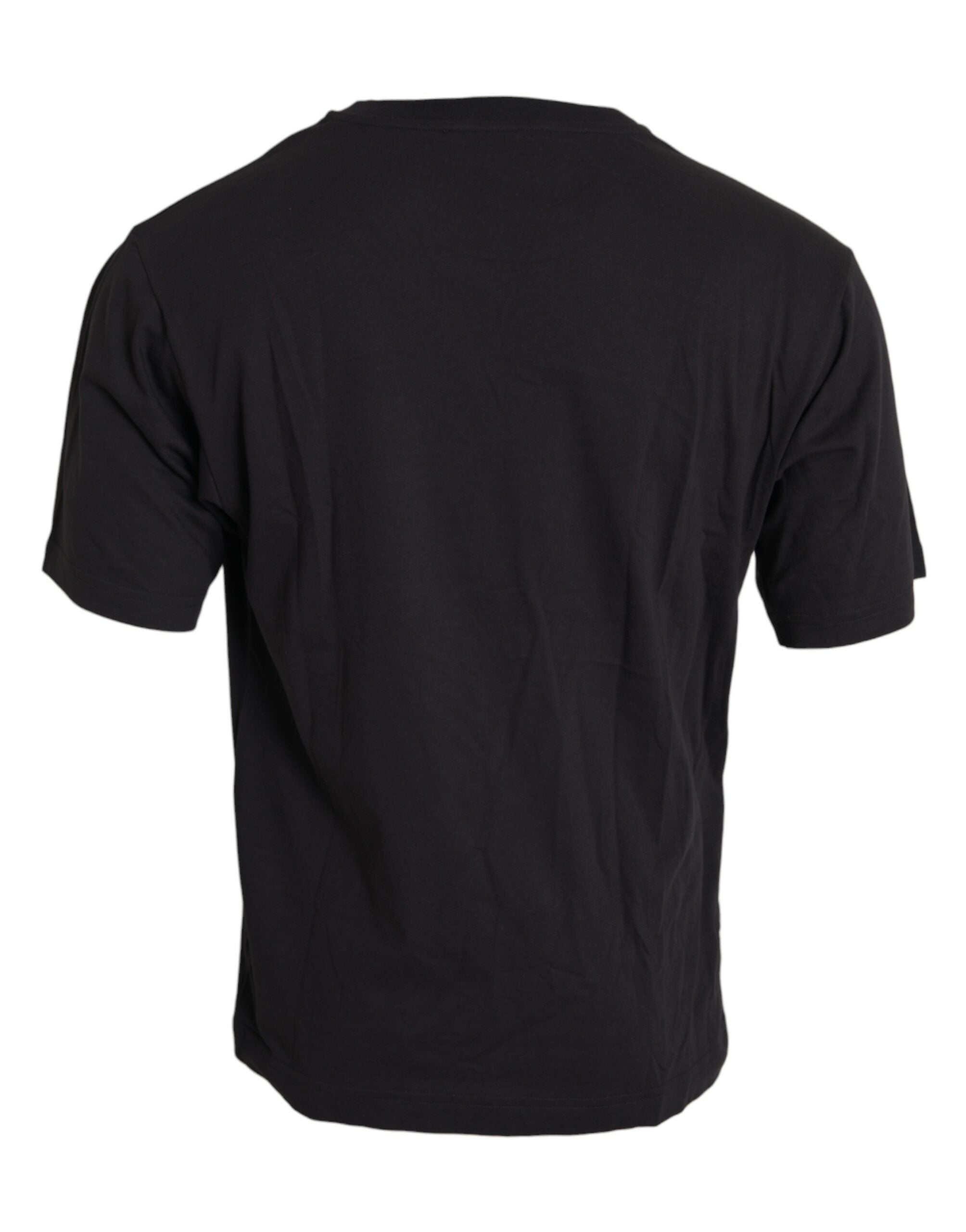 T-shirt noir imprimé de Dolce & Gabbana avec poche en coton à col rond, style décontracté et mode élégante.