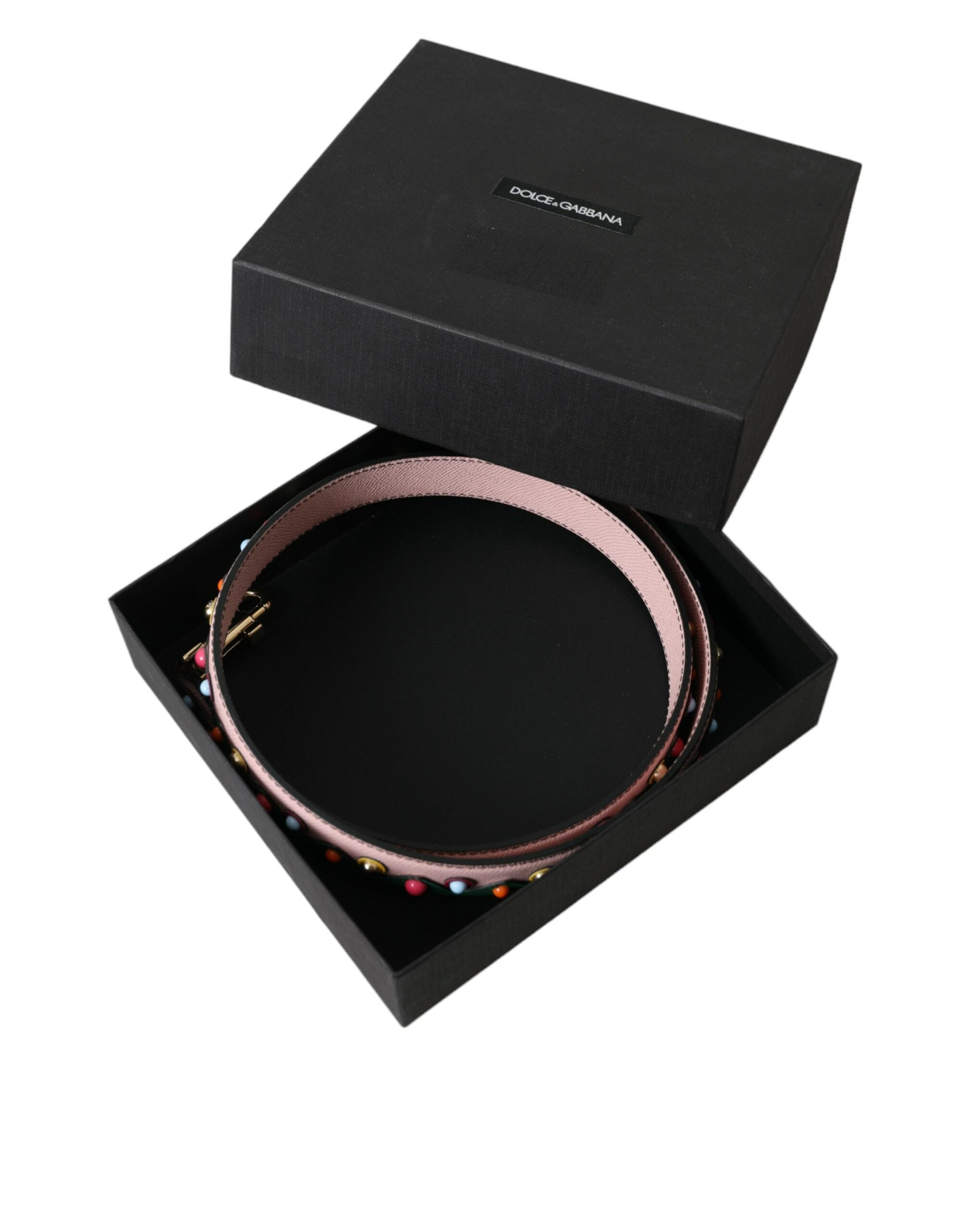Sangle d'épaule en cuir rose Dolce & Gabbana pour sac à main, accessoire élégant et tendance.