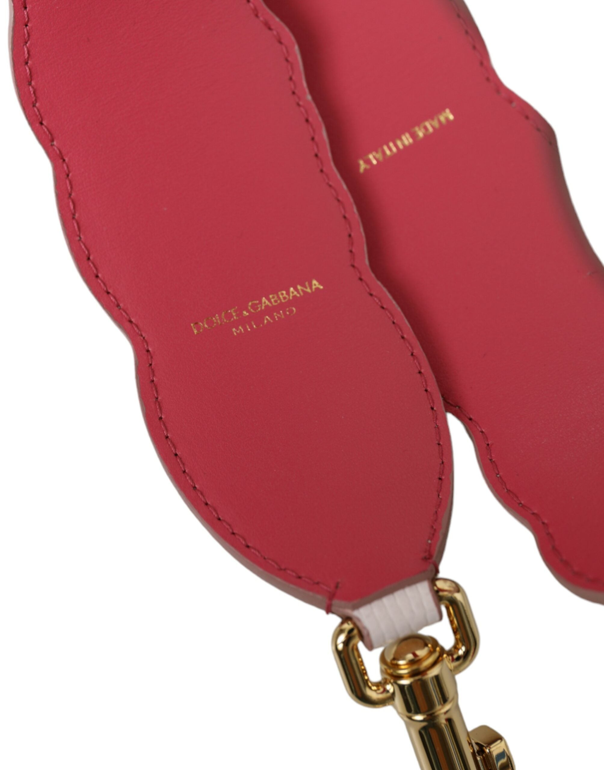 Sangle d'épaule en cuir blanc avec motif floral Dolce & Gabbana, accessoire élégant pour sac à main.