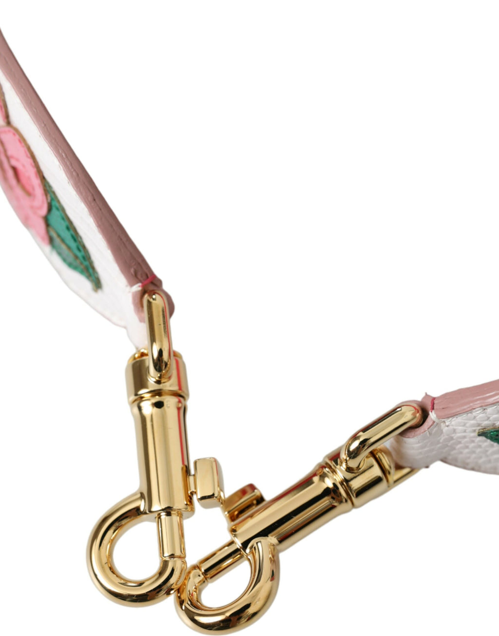 Sangle d'épaule en cuir blanc à motifs floraux de Dolce & Gabbana, accessoire élégant pour sacs à main.