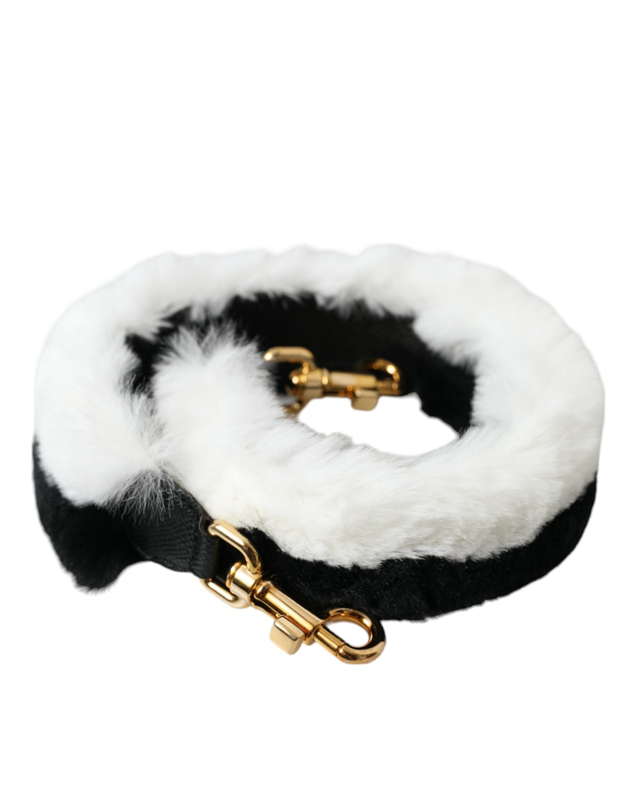 Sangle d'accessoire pour épaule en fourrure de lapin noir et blanc de Dolce & Gabbana.