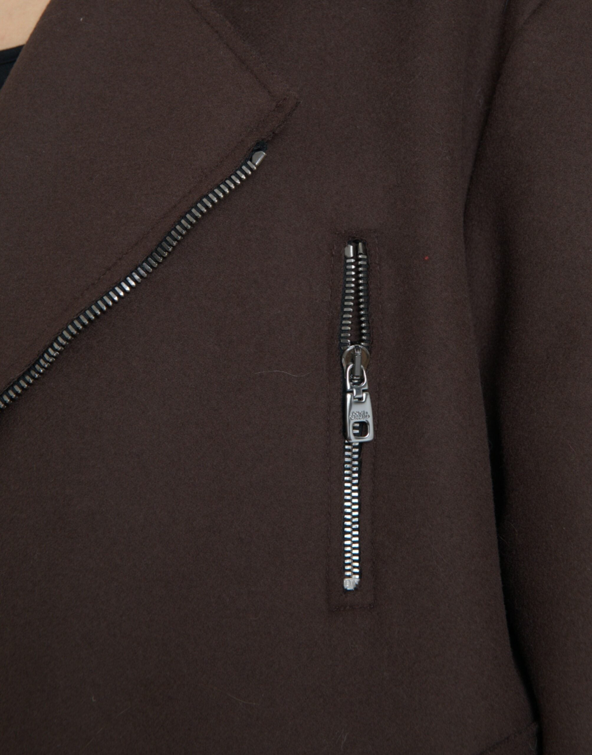 Manteau court en laine marron Dolce & Gabbana, veste biker courte élégante pour femmes.