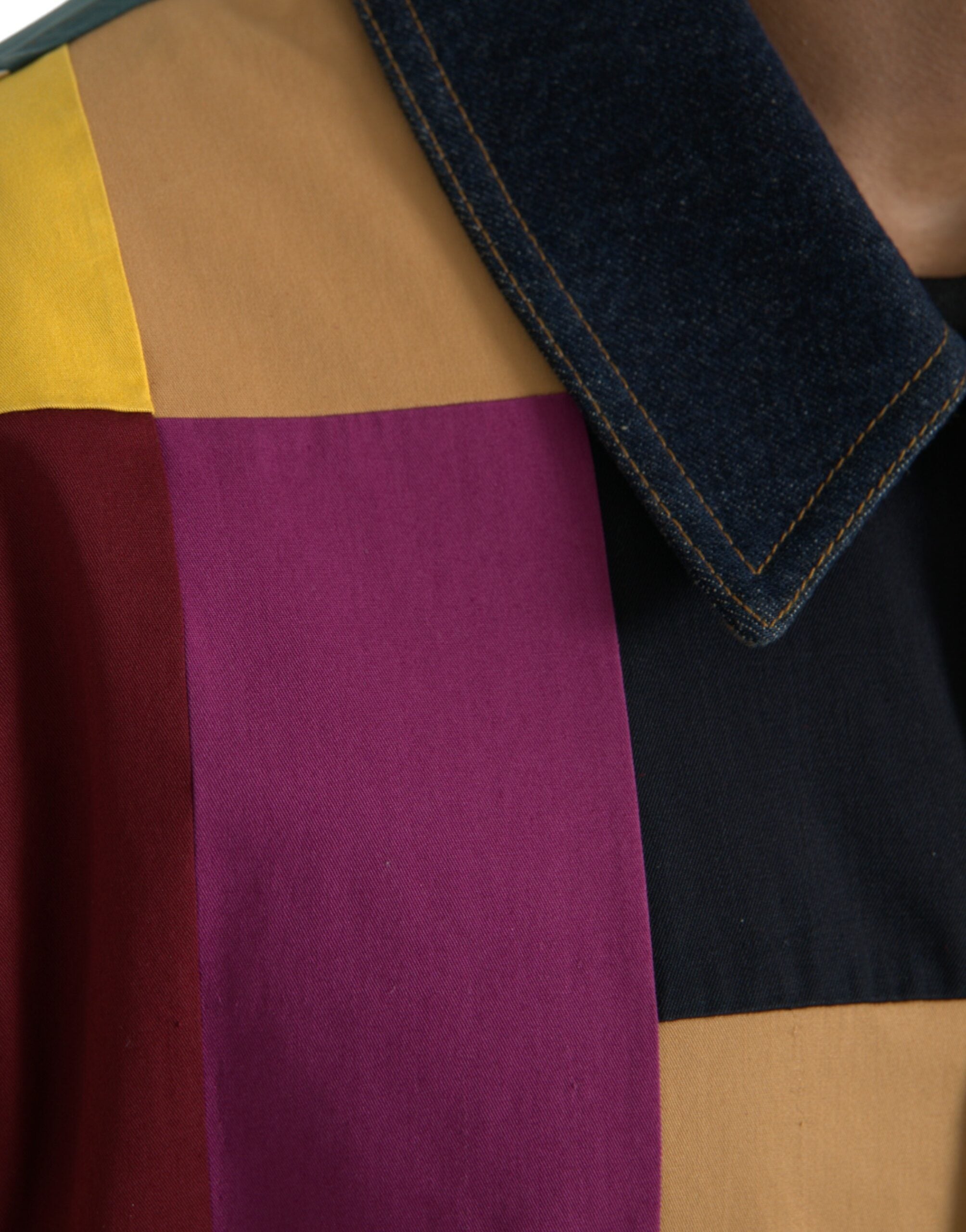 Veste en coton à patchwork multicolore de Dolce & Gabbana avec col, détails colorés et style élégant.