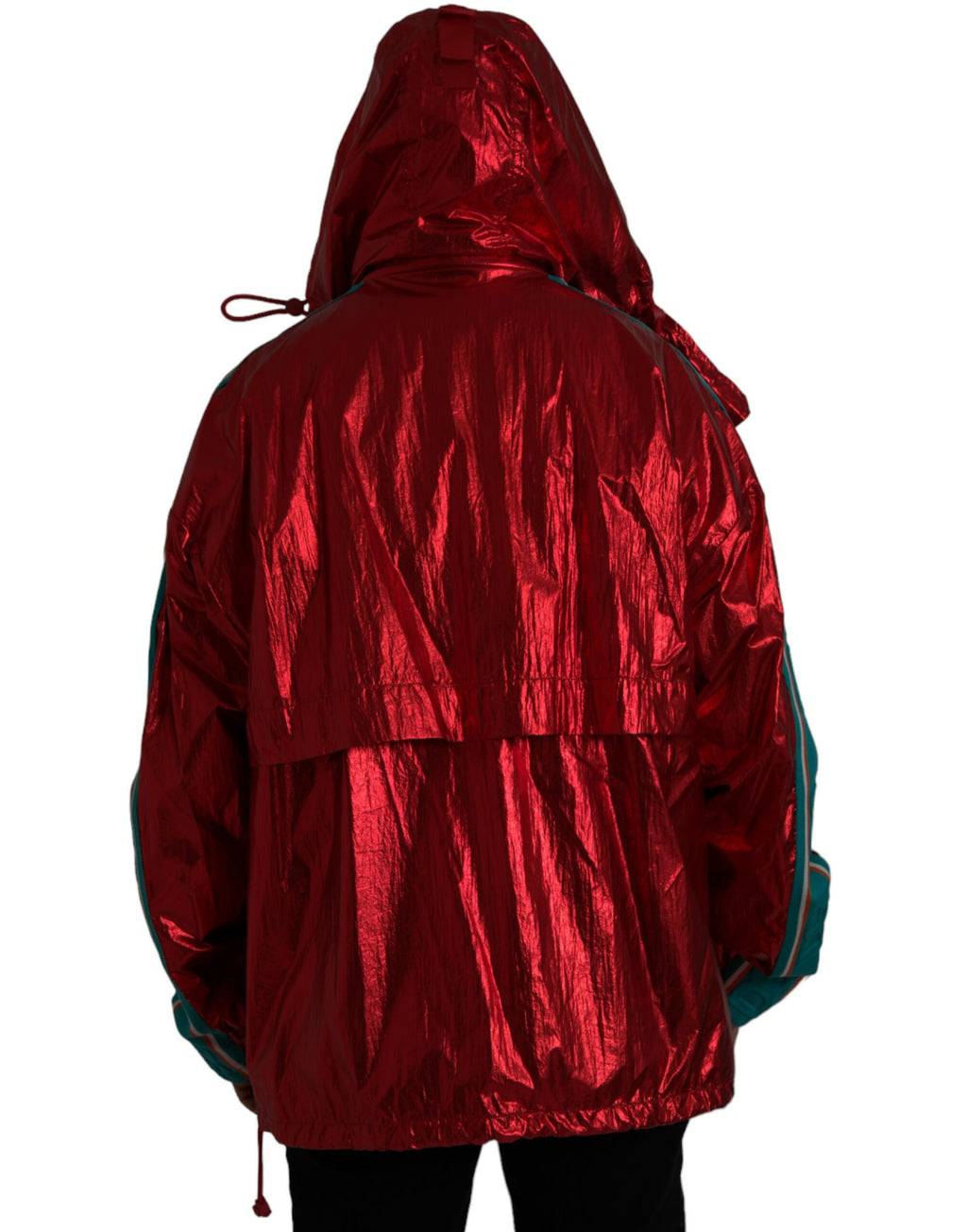 Sweat à capuche en nylon rouge Dolce & Gabbana, veste pull-over légère avec capuche, style décontracté et moderne.