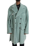 Veste en coton à rayures doubles boutonnages en velours côtelé bleu de Dolce & Gabbana, style élégant et tendance.