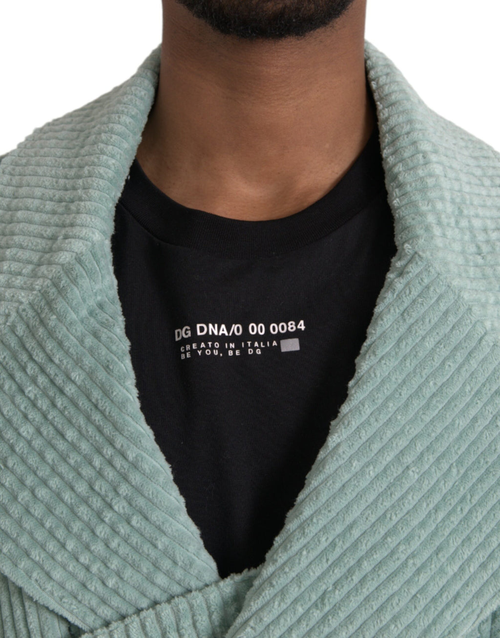 Veste en coton à rayures double boutonnage en velours côtelé bleu de Dolce & Gabbana, style élégant et tendance.