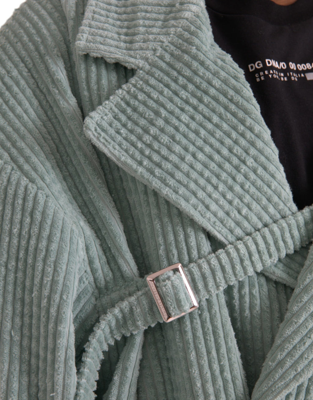 Veste en velours côtelé coton bleu à double boutonnage Dolce & Gabbana, style élégant avec détails sophistiqués.
